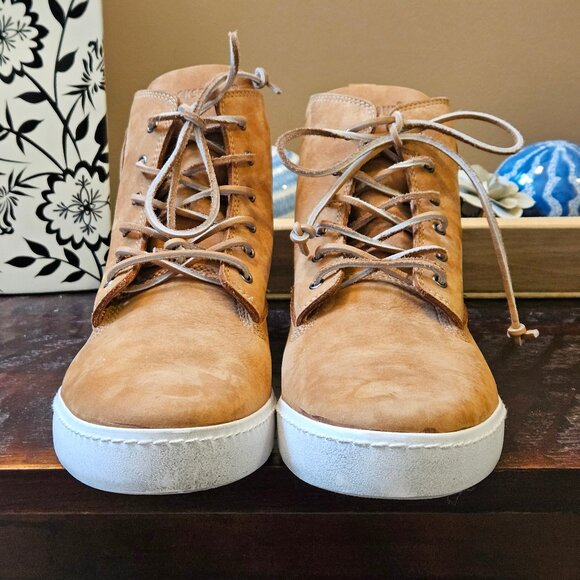 Blackstone Men's "DM-51" Leather/Nubuck High Top Sneakers, Tan, Sz 12 (EU 46) - Picture 4 of 16